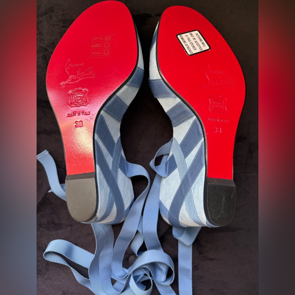 Brand New Christian Louboutin Women's Blue Lace-Up Espadrilles